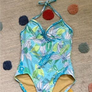 Lilly Pulitzer Turquoise Floral One-Piece Swimsuit